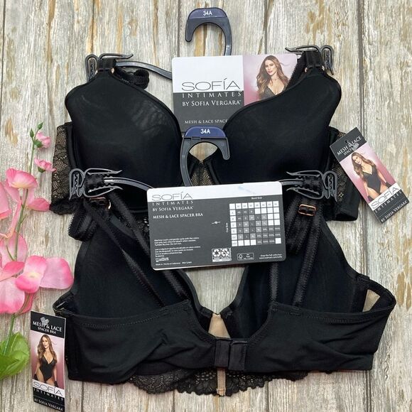 Sofia Vergara Full Coverage Lace Spacer Lightweight Comfy Bra  2-Pack Size 34A - Picture 2 of 7